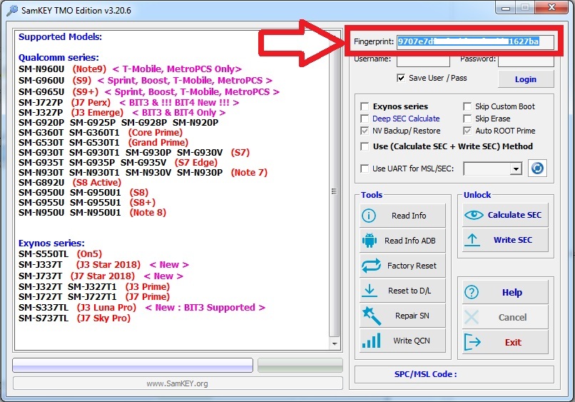 SamKey TMO / SPR login